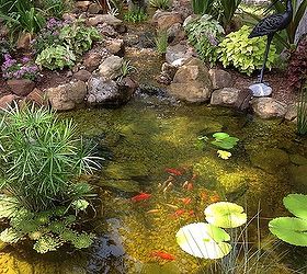 charming backyard water garden in richmond tx features a constructed wetlands filter, gardening, landscape, ponds water features, The elephant statue spouting water from his trunk adds whimsy to the garden The constructed wetlands filter in which he sits is hard at work keeping the water crystal clear