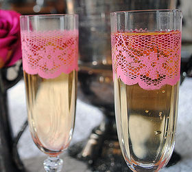 paint some champagne glasses with a lacey pattern, crafts, painting, valentines day ideas, I love how they turned out