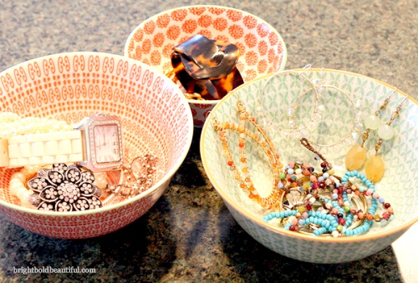 3 diy organizing solutions for your home, organizing, storage ideas, Organize your necklaces and earrings in your favorite decorative bowls Whether you display them on a dresser or place them in a drawer this DIY solution will keep your necklaces sorted and untangled