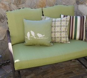 sew easy outdoor cushion tutorial part two, crafts, outdoor furniture, painted furniture, reupholster, So much better next year I ll make the bottom with coordinating fabrics also