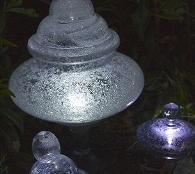 recycled glass glowing diy garden lights, lighting, outdoor living, repurposing upcycling, Attempt 4 looks magical