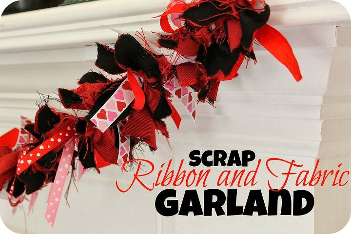 valentine s day scrap ribbon and fabric garland, crafts, fireplaces mantels, seasonal holiday decor, valentines day ideas