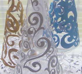 swirls on clear plastic cone trees, crafts, seasonal holiday decor, Oh so simple to make with stunning results