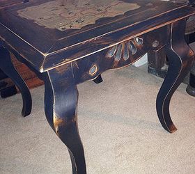 solid wood end table now a pirate map table, painted furniture, repurposing upcycling