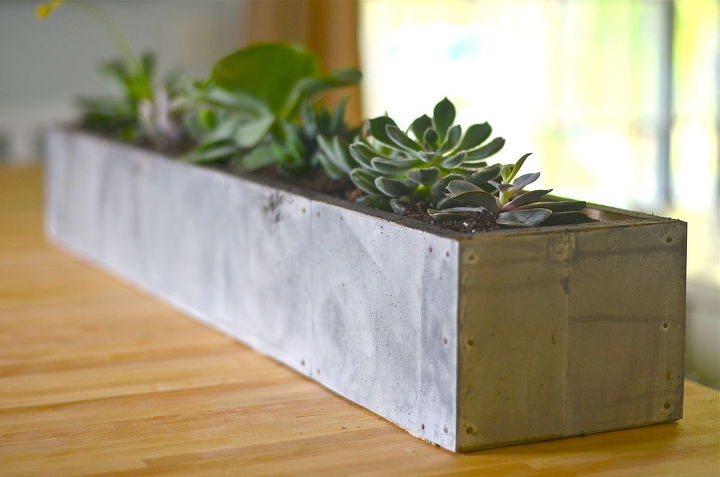 zinc succulent planter, diy, flowers, gardening, home decor, how to, succulents, woodworking projects