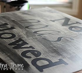 creative diy dog gate using an open backed picture frame, crafts, repurposing upcycling, woodworking projects, I dry brushed black paint over the letters and peeled up the vinyl letters
