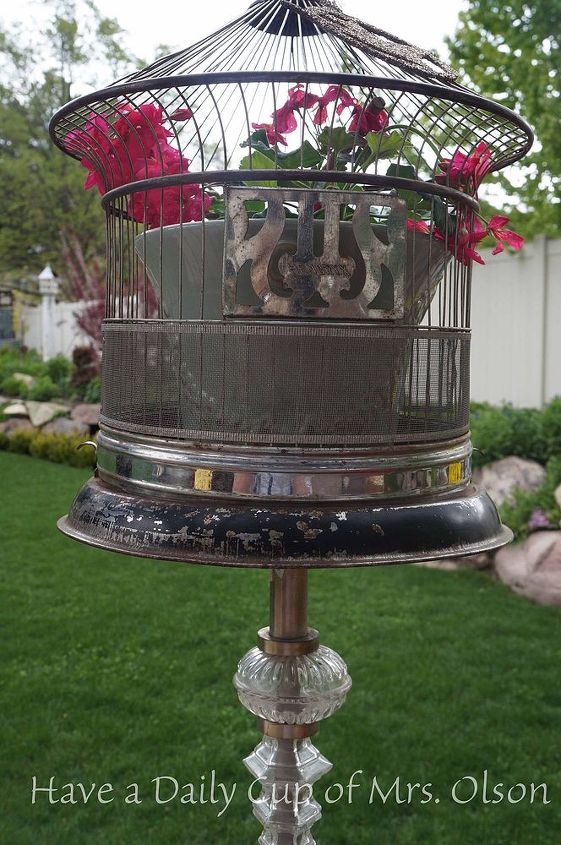 turning a floor lamp into a birdcage stand, flowers, gardening, outdoor living, repurposing upcycling