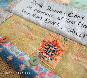 a cozy blanket with a secret, crafts, Here s the secret Inside a hidden flap shows a piece from my own baby blanket and a message from my Aunt
