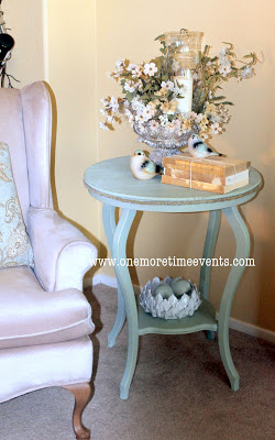 side table refinished and embellished and decorated, chalk paint, painted furniture