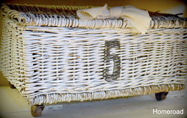 weathered basket with vintage wheels, painted furniture, repurposing upcycling, storage ideas