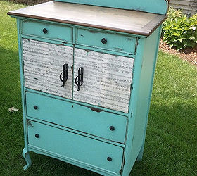 antique dresser refinished in music, painted furniture, repurposing upcycling, After
