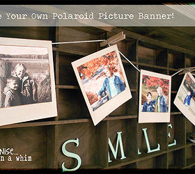 diy vintage polaroid picture banner, crafts, home decor, I attached the banner to my shelf with mini clothespins