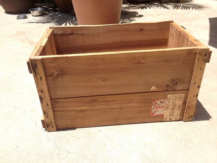 q wooden crate delimma, painted furniture, repurposing upcycling, Side View