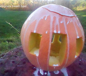 how to make a cinderella pumpkin coach, crafts, gardening, seasonal holiday decor, I dripped the glue mixture all over the top of the pumpkin letting it run down the sides