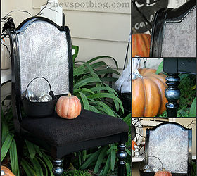 a spooky front porch and entry, halloween decorations, porches, seasonal holiday decor, A rescued thrift shop chair all done up for Halloween