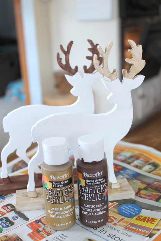 glitter dipped deer decor, crafts, decoupage, painting, seasonal holiday decor