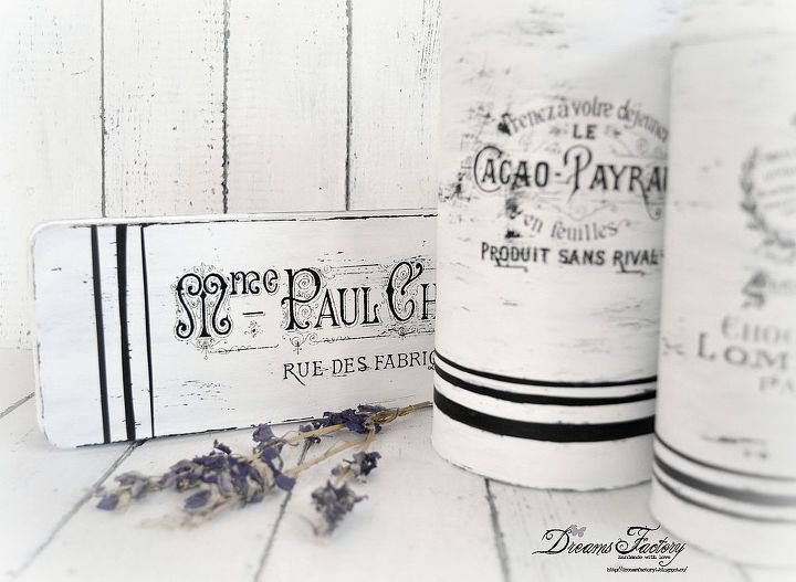 diy french inspired grain sack tin boxes, crafts, home decor