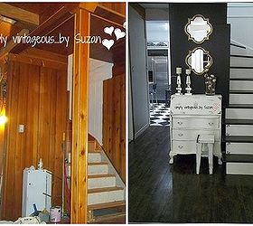 before and after entry way, foyer, home decor, painted furniture
