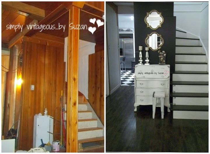 before and after entry way, foyer, home decor, painted furniture
