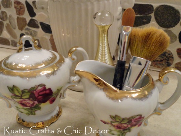 get organized using repurposed household items, organizing, repurposing upcycling, A vintage sugar and creamer set works nice for visible bathroom storage items