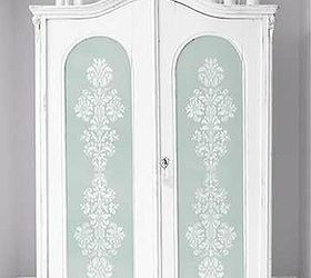fab diy furniture stenciling ideas with royal design studio stencils, painted furniture, A Delicate Damask panel stencil pattern is perfect for stenciling large armoire doors