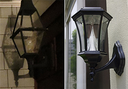 when do you need plumbers electricians to help install solar lights, curb appeal, electrical, lighting, plumbing, Light on left is old worn and no longer works perfect candidate for a solar retrofit