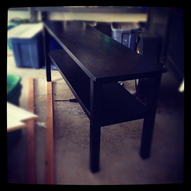 tv console table, diy, painted furniture, woodworking projects, Sanded it and then painted it black