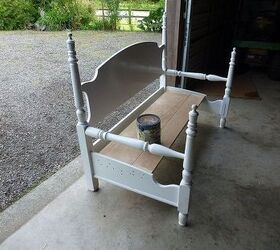 my head and foot board bench, diy, painted furniture, repurposing upcycling, Cut foot board for sides add a seat across