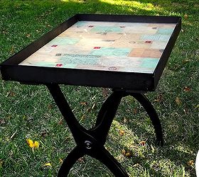 turn a luggage rack into a tray table, painted furniture, repurposing upcycling