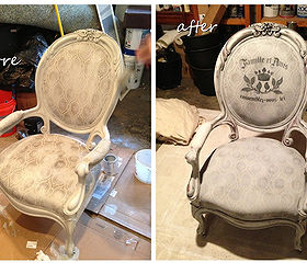 painting fabric upholstery with annie sloan chalk paint, chalk paint, painted furniture, repurposing upcycling, reupholster, We painted this chair with Annie Sloan Paris Gray
