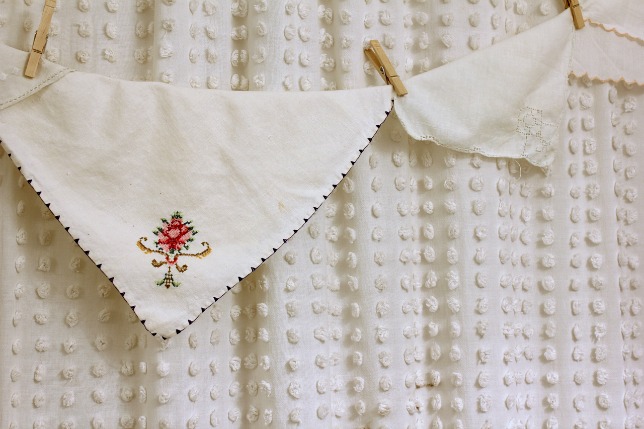 shower curtain made from vintage bedspread, bathroom ideas, crafts, home decor, repurposing upcycling, reupholster, window treatments