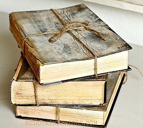 upcycled trashed books to look like antique treasures, home decor, painting, repurposing upcycling, I applied the wax randomly over the paint to give it an aged look