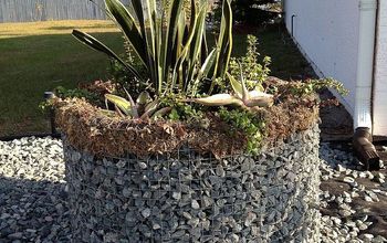 Gabion Planter from defunct clothes dryer