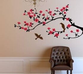 6 cool ways to use vintage wall decals, home decor, wall decor, This wall decal is perfect on this otherwise bland wall Less expensive than a large heavy mirror and easy to create just keep adding until you have exactly what you want