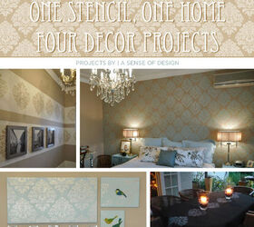 one stencil one home four decor projects, home decor, wall decor