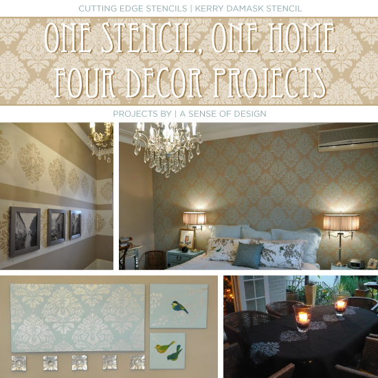 one stencil one home four decor projects, home decor, wall decor