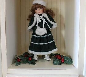 a country christmas, christmas decorations, seasonal holiday decor, This nook was perfect for a porcelain doll It was given to me by my mother many years ago along with a poem she wrote for me called The Christmas Doll