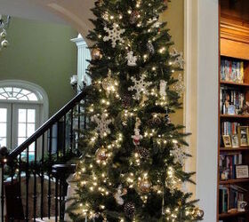 2013 christmas tree, seasonal holiday d cor, Slim line tree with collected Lenox ornaments in the foyer