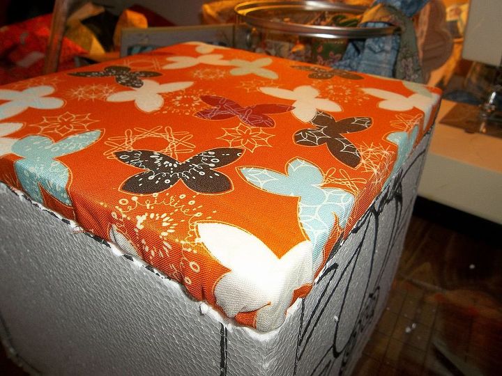 quilted styrofoam box fall centerpiece or a storage box tutorial, crafts, all tacked in