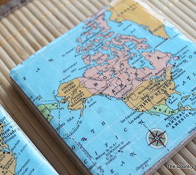 diy map coasters, crafts, decoupage, tiling, I used different maps to zoom down to our location