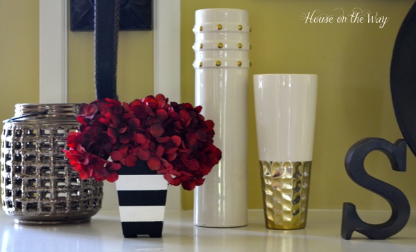 how to create chic black and white striped planters, crafts, painting, The planters are small but make a big impact
