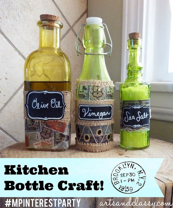 tutorial de la botella de aceite de oliva vinagre y sal marina para la cocina