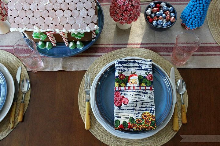 candy land christmas tablescape, christmas decorations, crafts, seasonal holiday decor, A candy covered gingerbread house is the centerpiece