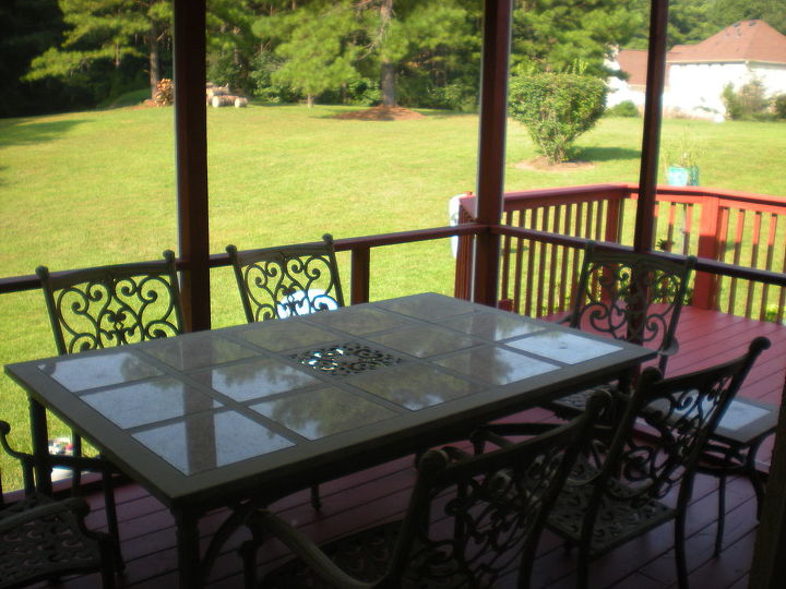 new deck top and screen porch with roof, decks, outdoor living, porches, inside looking out