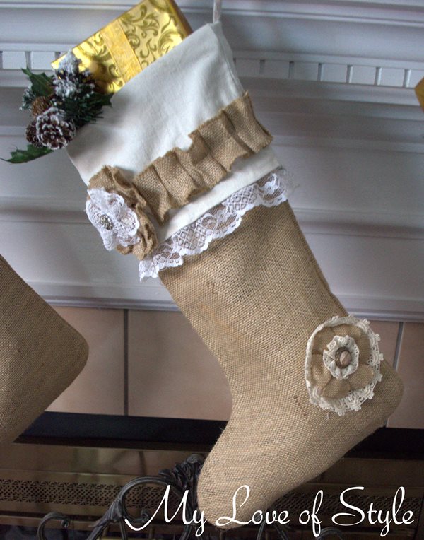 diy burlap christmas stocking tutorial, crafts, seasonal holiday decor, DIY Burlap Christmas Stockings