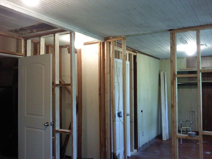 our progress on the room remodel, doors, home improvement, Stripped partition had to rebuild it