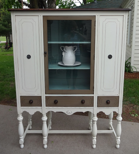 refinished depression era hutch, painted furniture, After