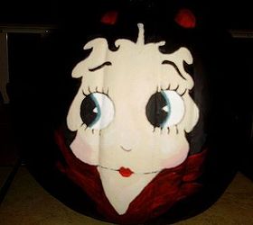 paint a cute craft pumpkin for fall or halloween, crafts, halloween decorations, seasonal holiday decor, My favorite gal Betty Boop is a little devil