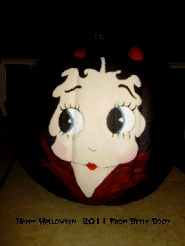 paint a cute craft pumpkin for fall or halloween, crafts, halloween decorations, seasonal holiday decor, My favorite gal Betty Boop is a little devil