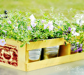 create a faux wine box planter, flowers, repurposing upcycling, Give an old create a faux vintage wine box makeover and add your favorite flowers